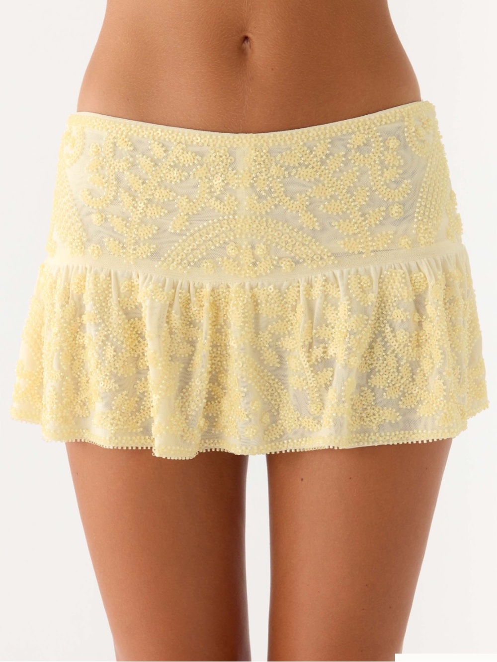 Peppermayo Cream Embellished Mini Skirt